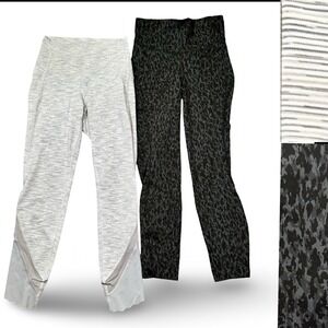 Lululemon Leggings Bundle 2 Pair Women's 4 Base Pace Camo & Wunder Under Scallop